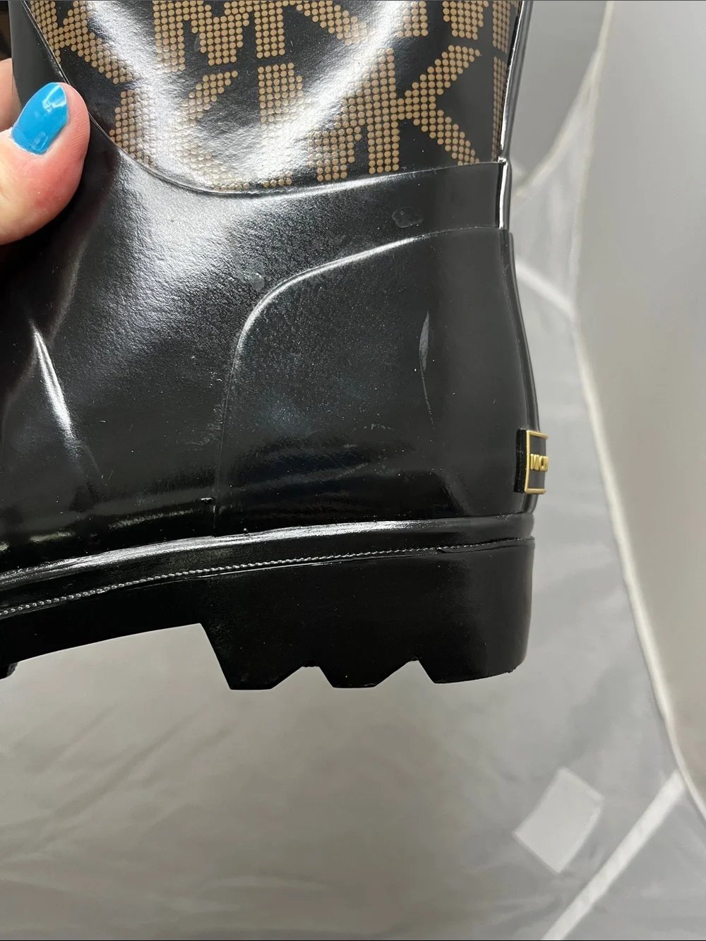 Michael Kors Signature MK Logo Rain Boots with Side Buckle - Size 6